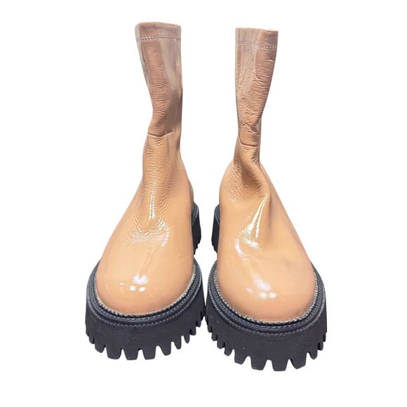 New SEYCHELLES Last Chance Platform Tan Patent Leather Ankle Boots Women's Sz 9 - Picture 2 of 8